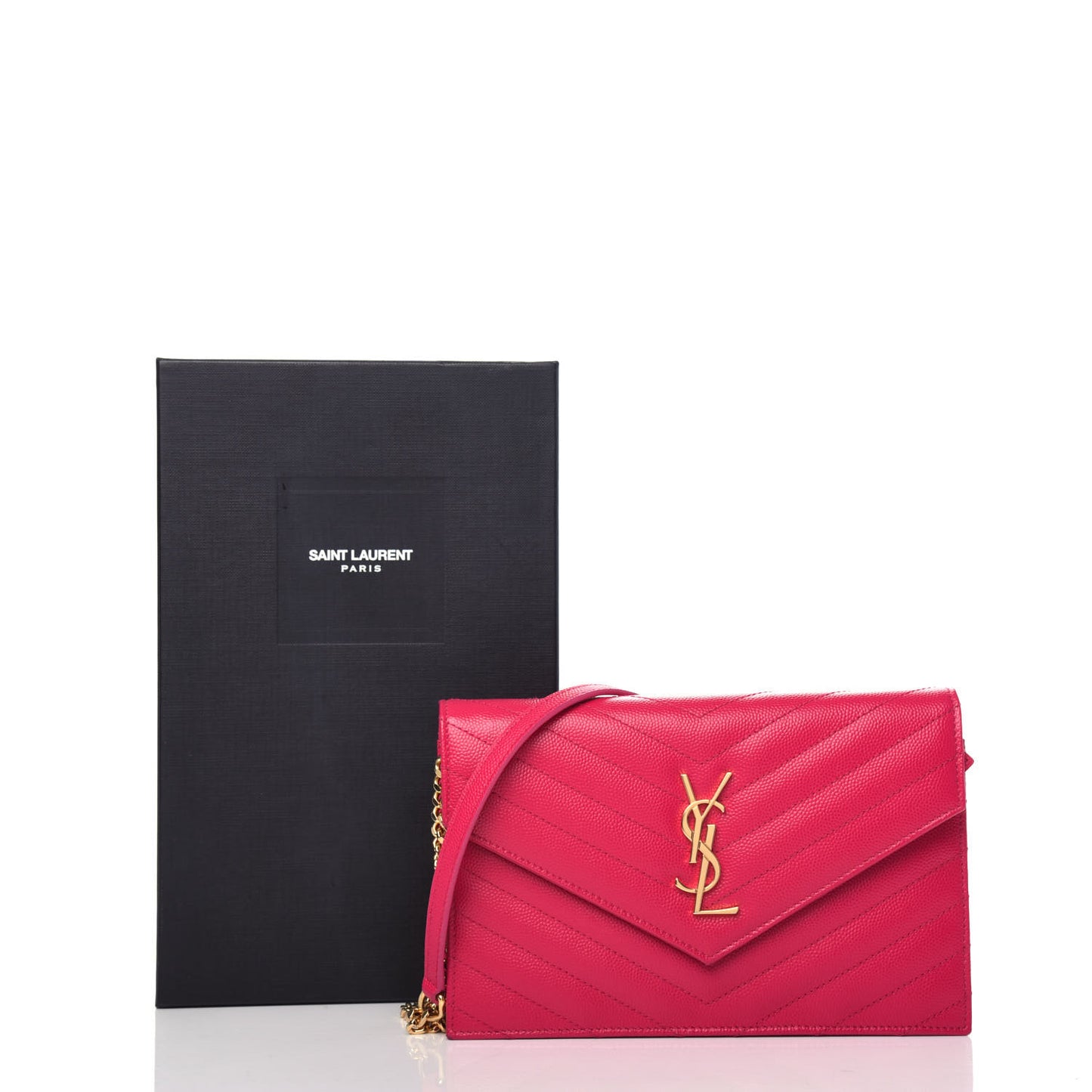 Grain De Poudre Matelasse Chevron Monogram Envelope Chain Wallet Bubblegum
