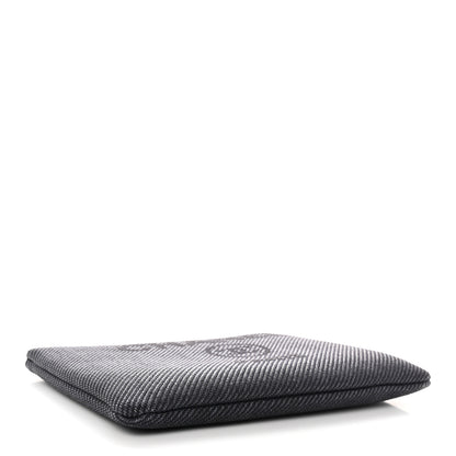 Chanel Lurex Straw Medium Deauville Pouch Dark Blue 4 of 8