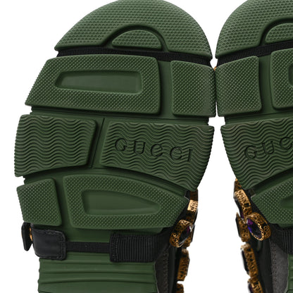 Gucci X SEGA Mesh Suede Calfskin Removable Crystals Flashtrek Sneakers 36 Loess Black Olive Green 7 of 8