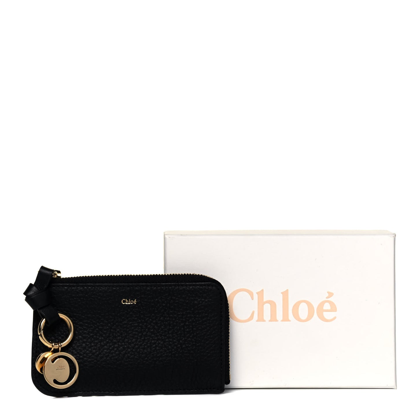 Calfskin Alphabet Purse Wallet Black