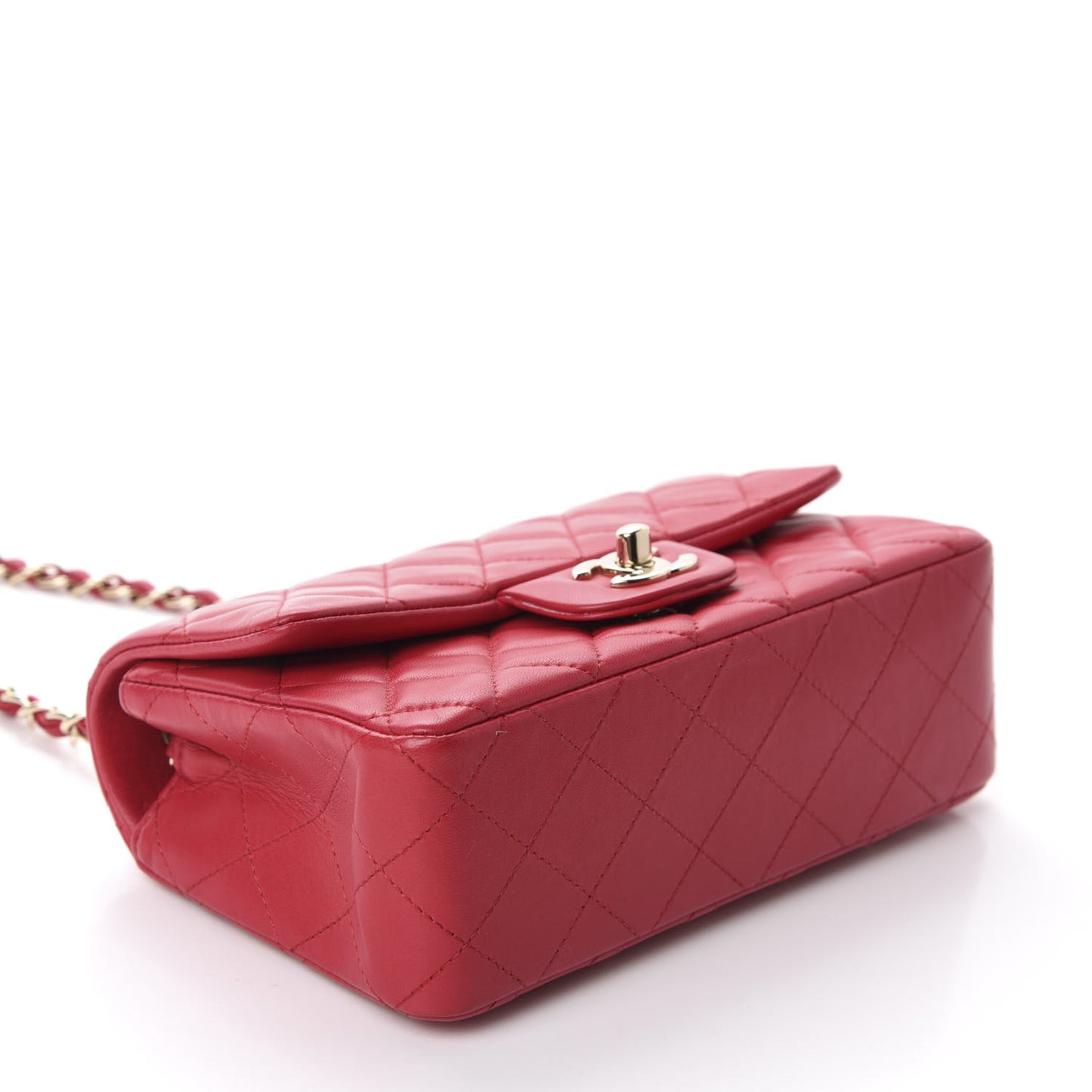 Lambskin Quilted Mini Rectangular Flap Red
