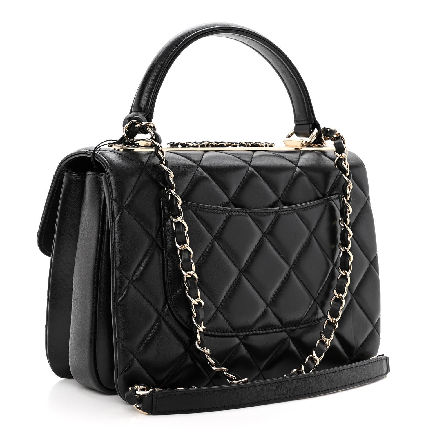 Chanel Lambskin Quilted Small Trendy CC Chain Dual Handle Flap Bag Black 3 of 11
