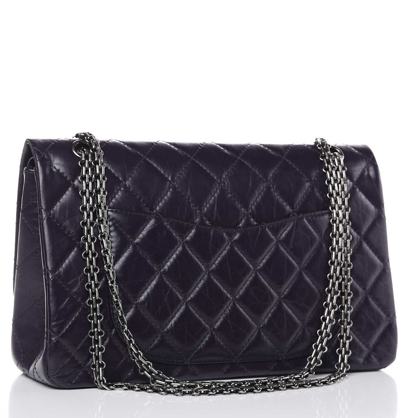 Aged Calfskin Quilted 2.55 Reissue 227 Flap Dark Purple