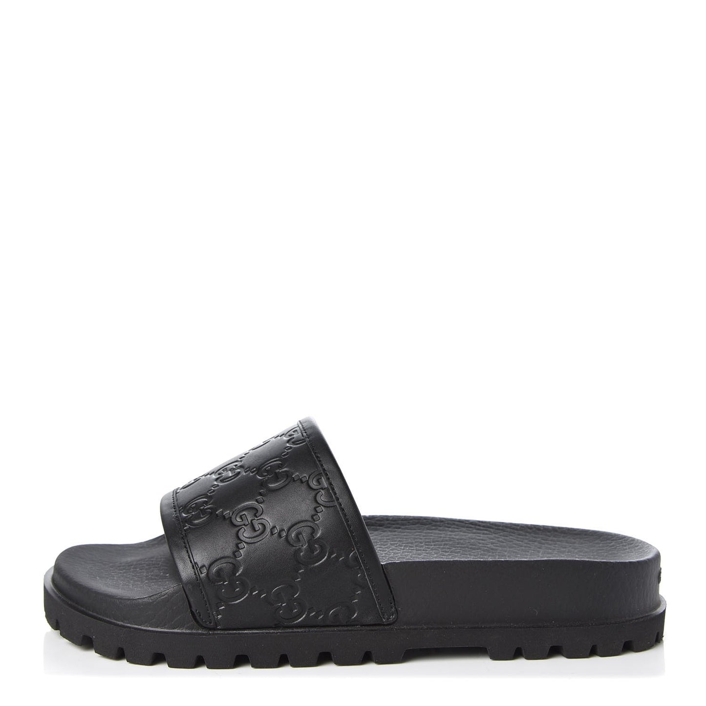 Guccissima Mens Lug Sole Slide Sandals 5 Black