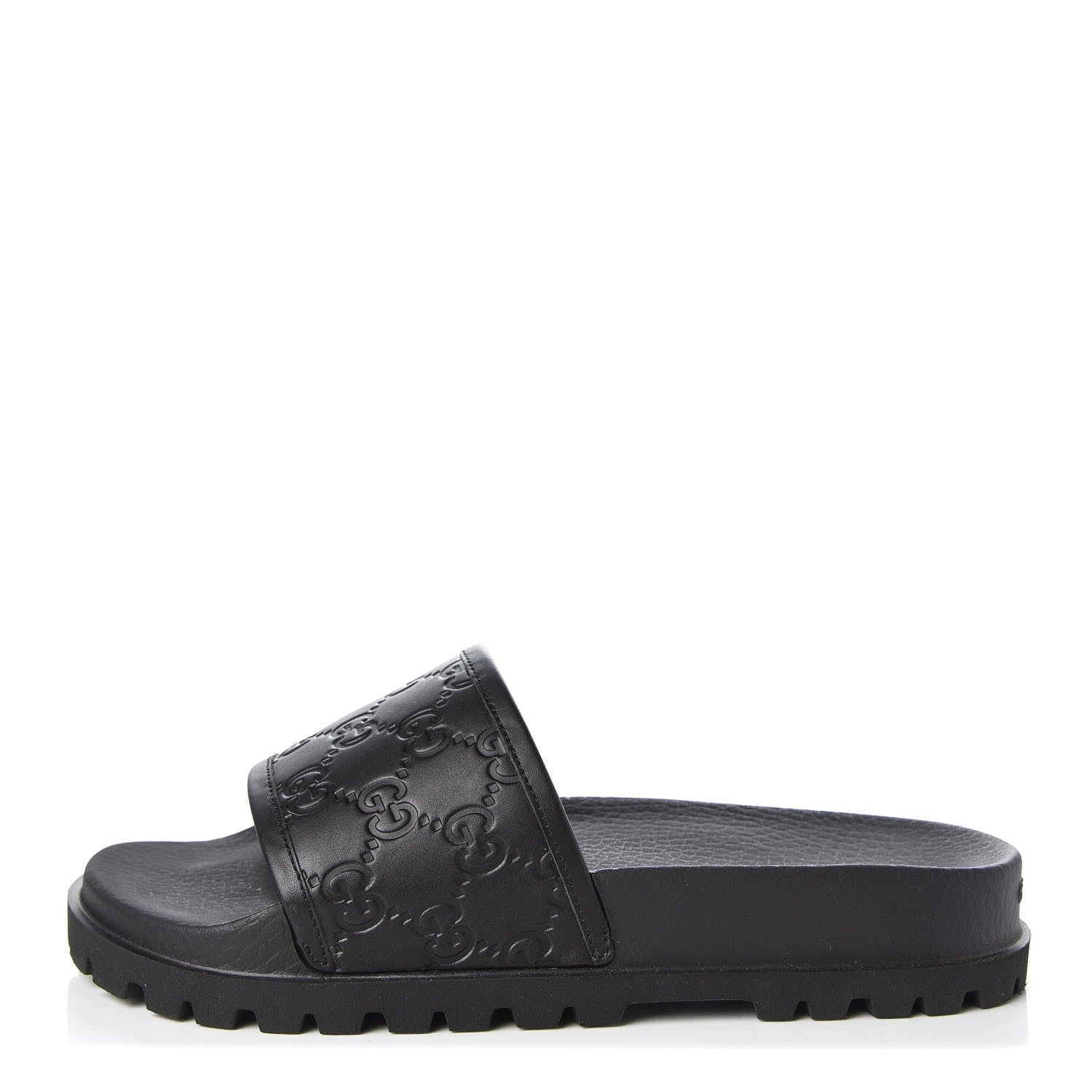 Gucci Guccissima Mens Lug Sole Slide Sandals 5 Black 1 of 7