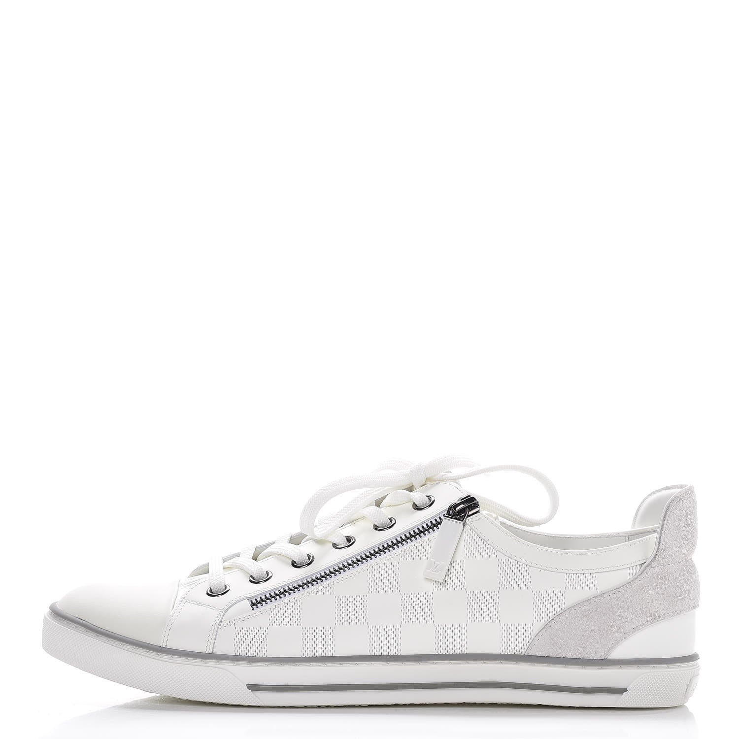 Louis Vuitton Calfskin Suede Damier Aventure Zip Up Sneaker 9.5 White 1 of 9