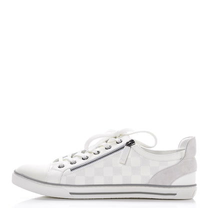 Louis Vuitton Calfskin Suede Damier Aventure Zip Up Sneaker 9.5 White 1 of 9