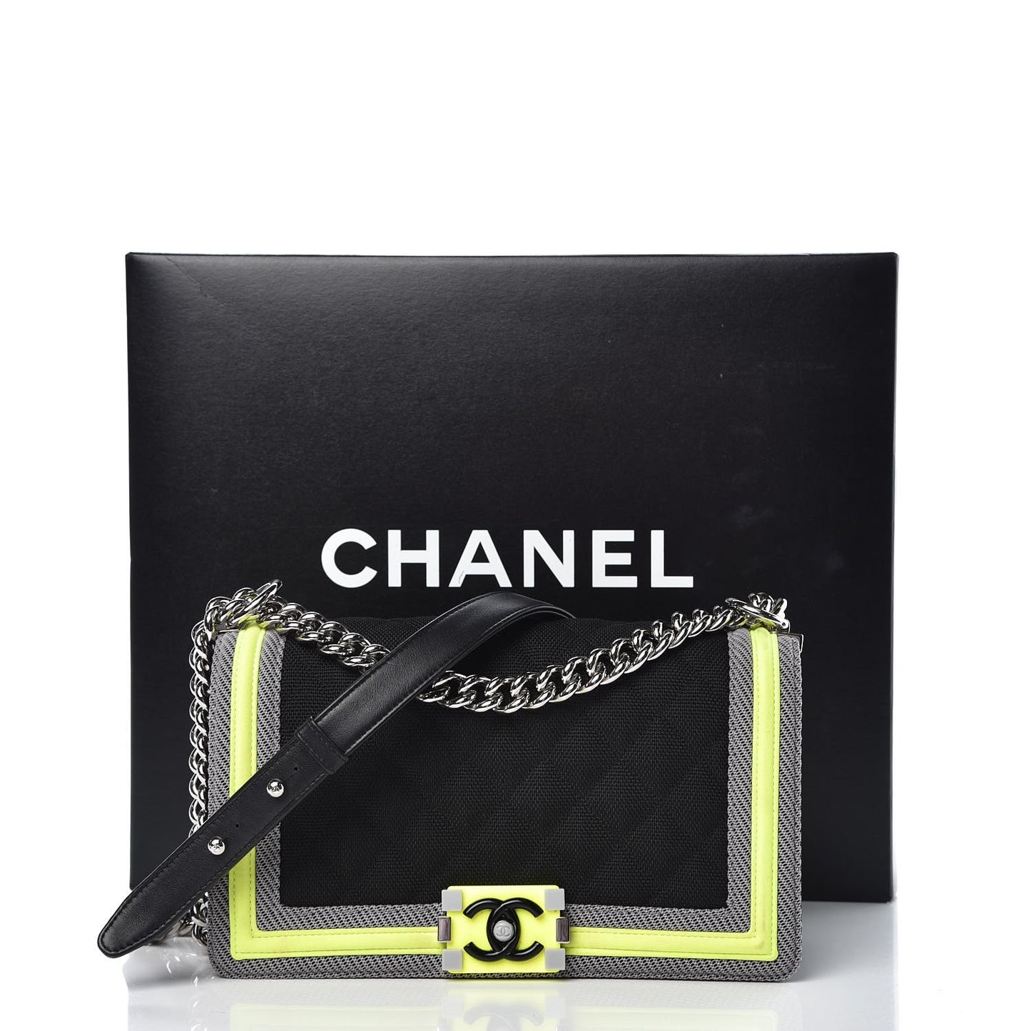 Canvas Quilted Medium Fluo Boy Flap Black Grey Yellow