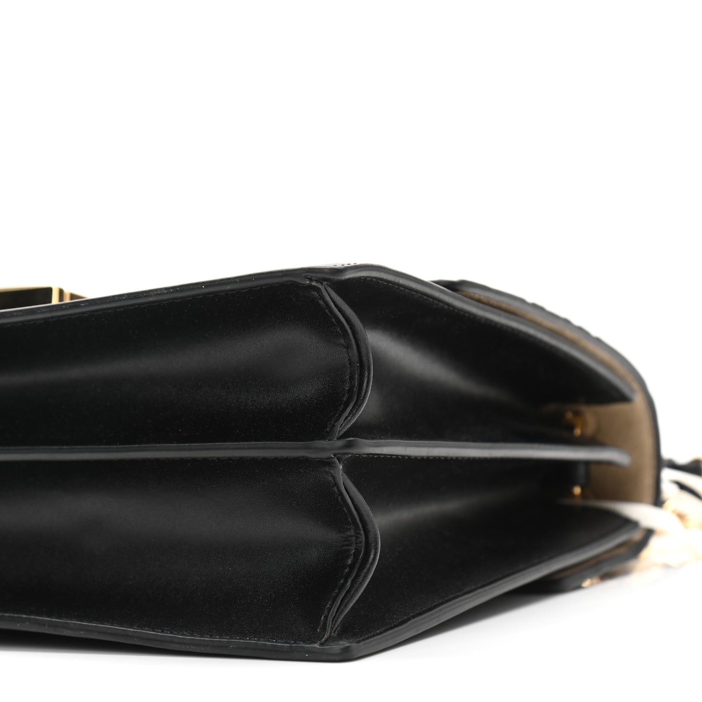 Vitello Liberty Bi-Color FF 1974 Embossed Chain Strap Kan U Shoulder Bag Black Maya