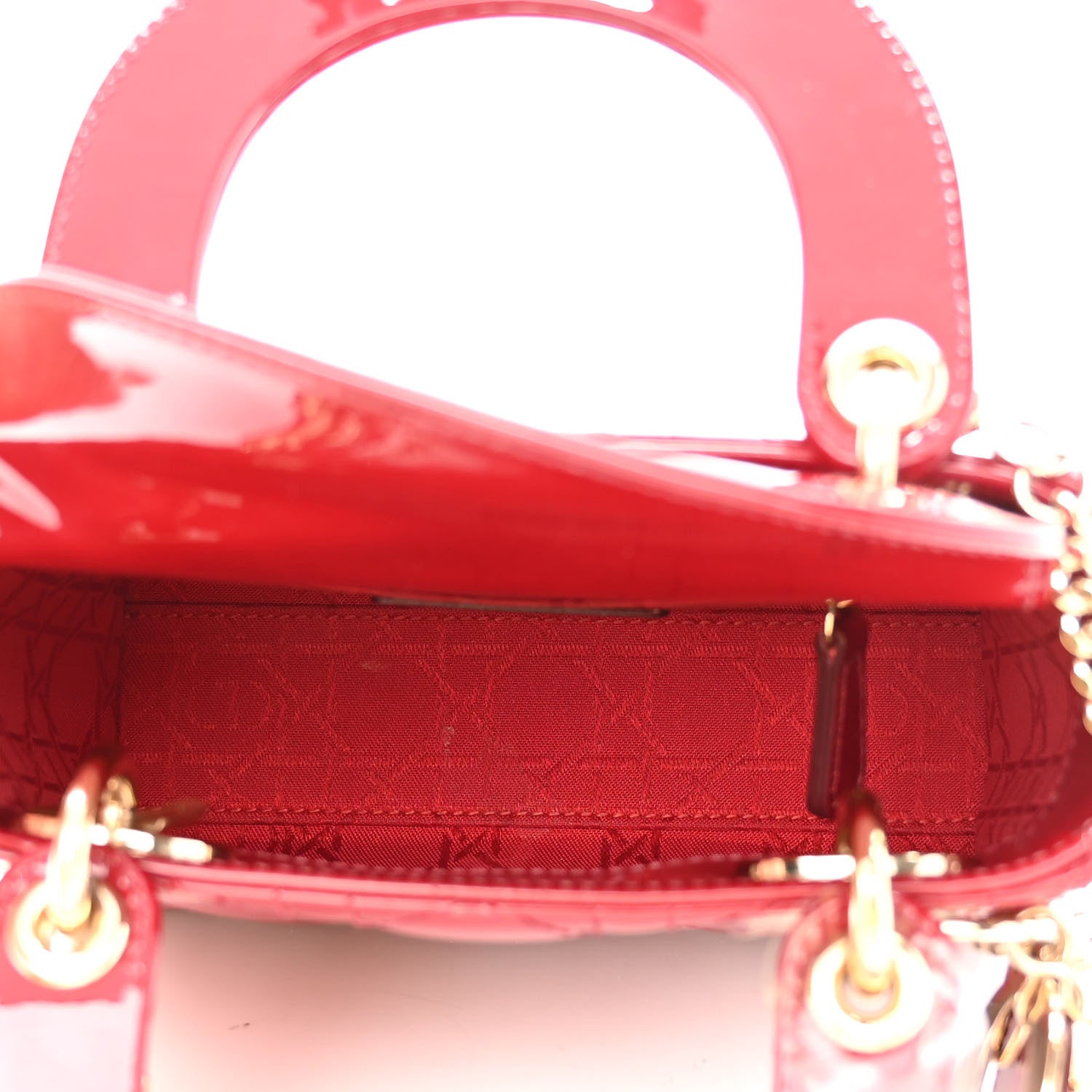 Christian Dior Patent Cannage Mini Lady Dior Red 5 of 9