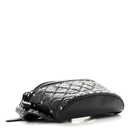 Valentino Garavani Craquele Nappa Rockstud Spike Belt Bag Black 4 of 10