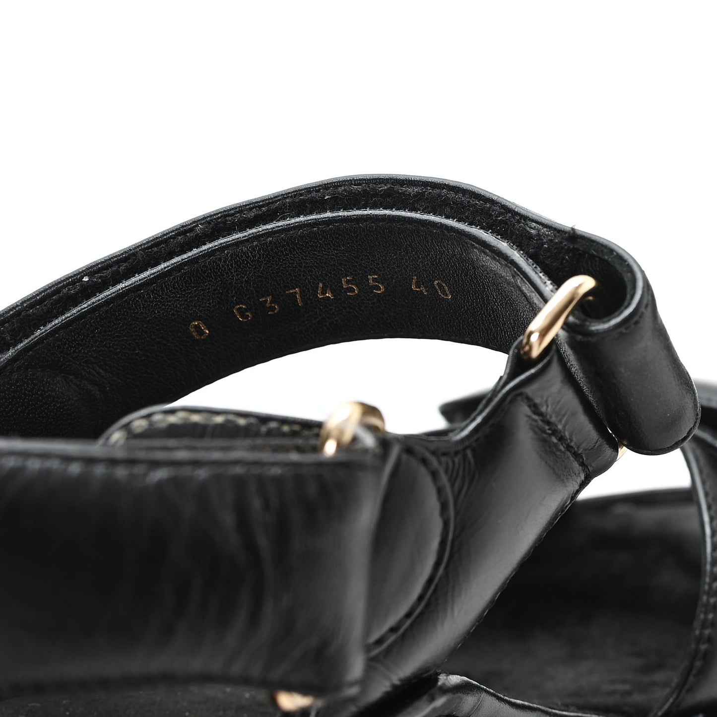 Shiny Calfskin Logo Platform Sandals 40 Black