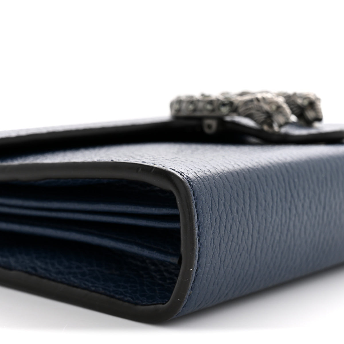 Dollar Calfskin Crystal Mini Dionysus Chain Wallet Blue Agata Black Diamond