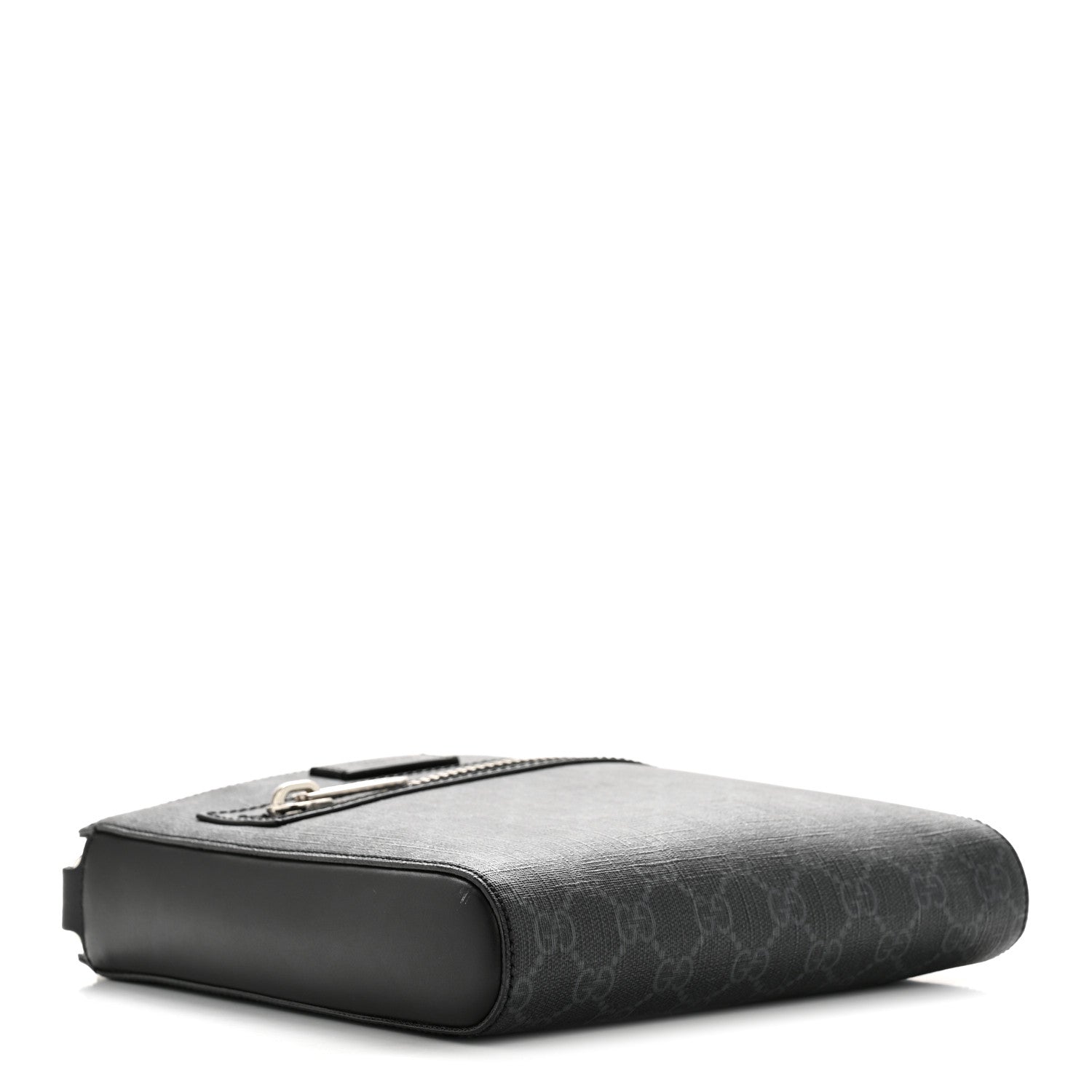 Gucci GG Supreme Monogram Web Small Flat Messenger Bag Black Grey 4 of 13