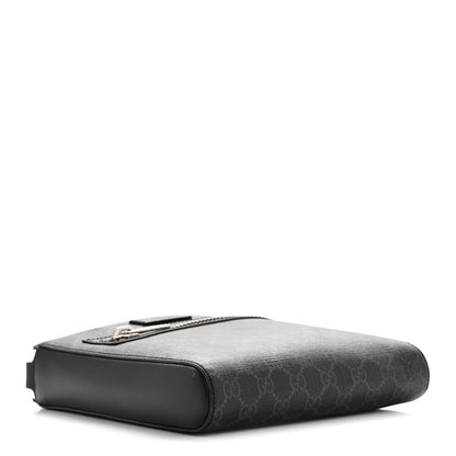 Gucci GG Supreme Monogram Web Small Flat Messenger Bag Black Grey 4 of 13