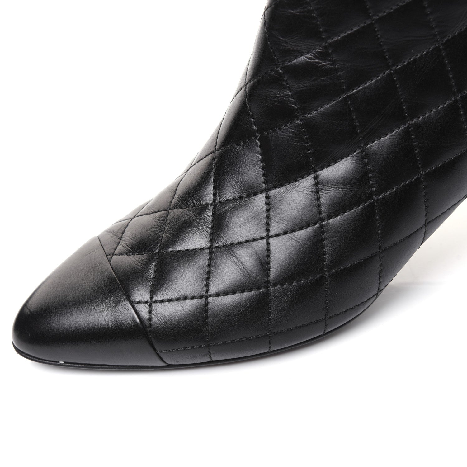 Chanel Calfskin Quilted Cap Toe Short Boots 39 Black 12 of 13