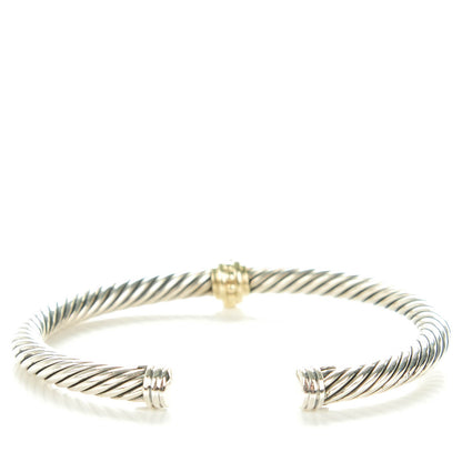 David Yurman Sterling Silver 14K Yellow Gold 5mm Cable Classics Single Station Bracelet 3 of 5