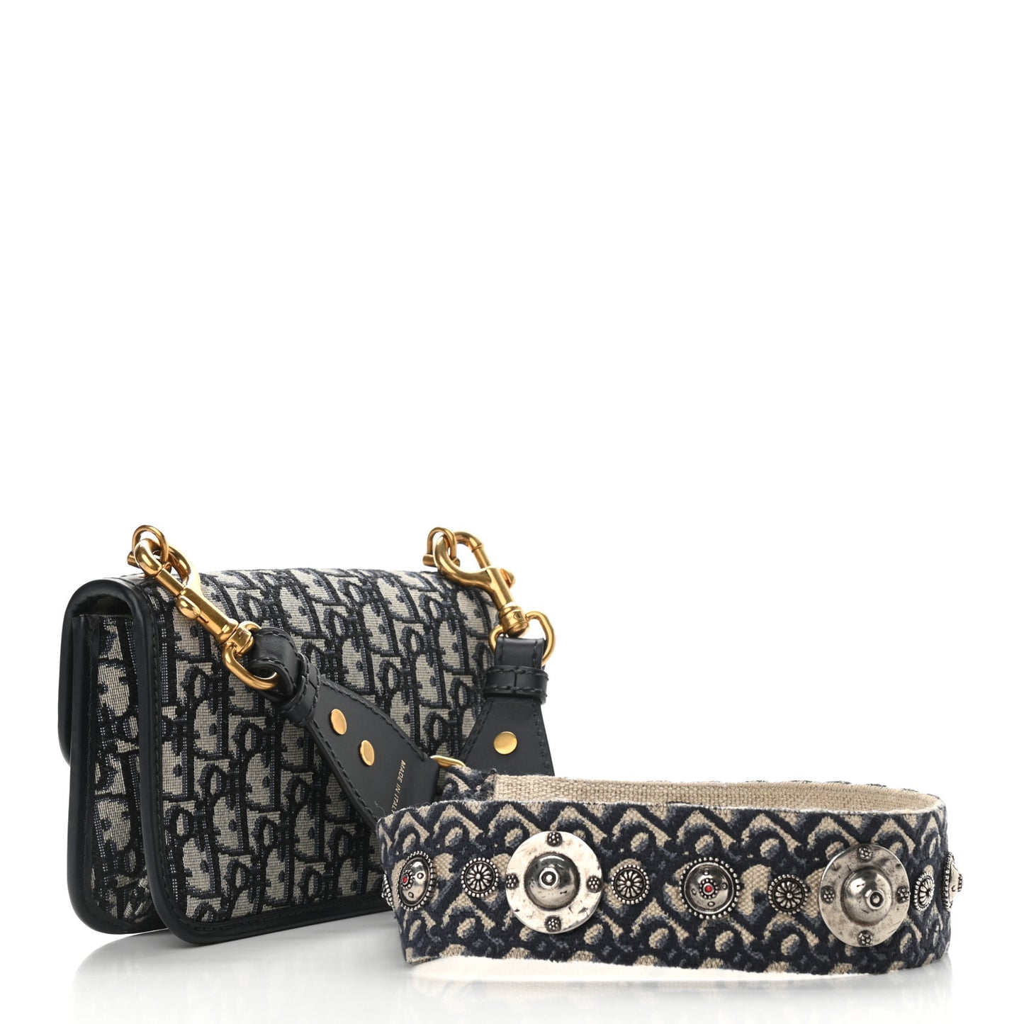 Oblique Small DiorAddict Flap Bag Navy Blue