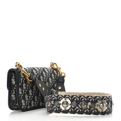 Christian Dior Oblique Small DiorAddict Flap Bag Navy Blue 2 of 9