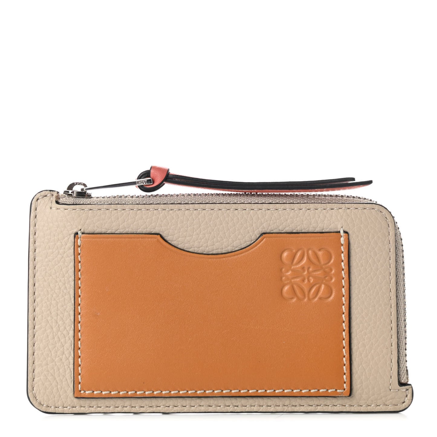 Soft Grained Calfskin Coin Card Holder Light Oat Honey