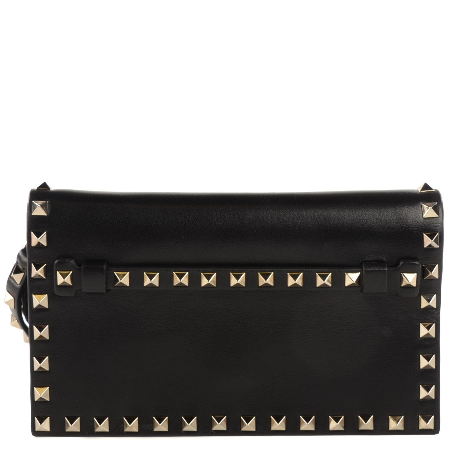 Valentino Garavani Nappa Small Rockstud Wristlet Clutch Black 1 of 7