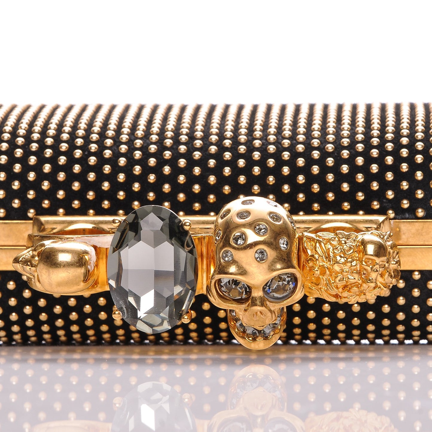 Studded Knucklebox Clutch Black