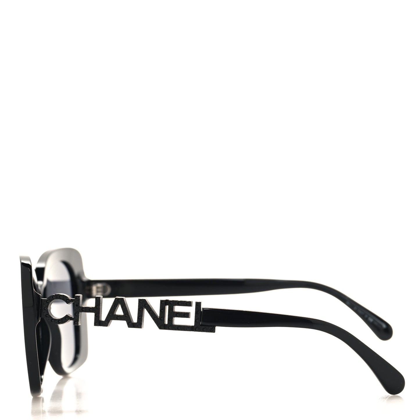 Acetate Strass Polarized Square Sunglasses 5422-B Black