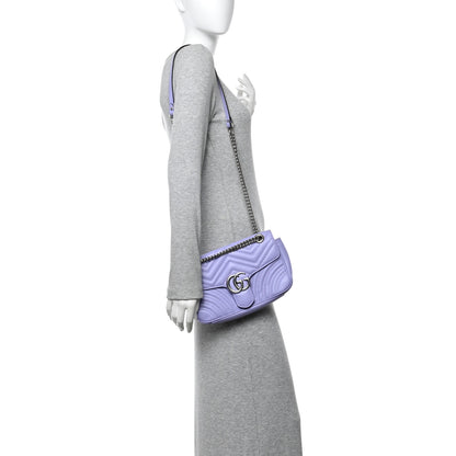 Gucci Calfskin Matelasse Small GG Marmont Shoulder Bag Lapis 2 of 12