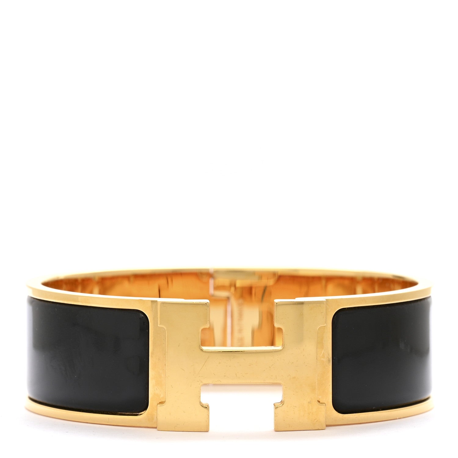 Hermes Enamel Wide Clic Clac H Bracelet GM Black 1 of 6