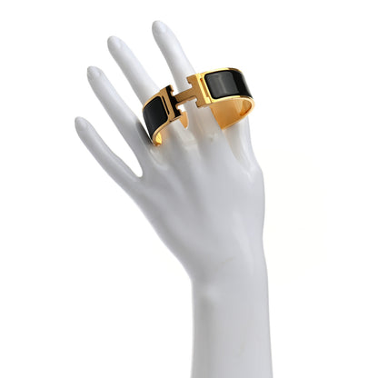 Hermes Enamel Wide Clic Clac H Bracelet GM Black 2 of 4