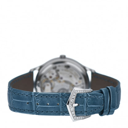 Patek Philippe 18K White Gold Alligator Diamond 36mm Complications World Time Automatic Watch Blue 7130G-016 3 of 5