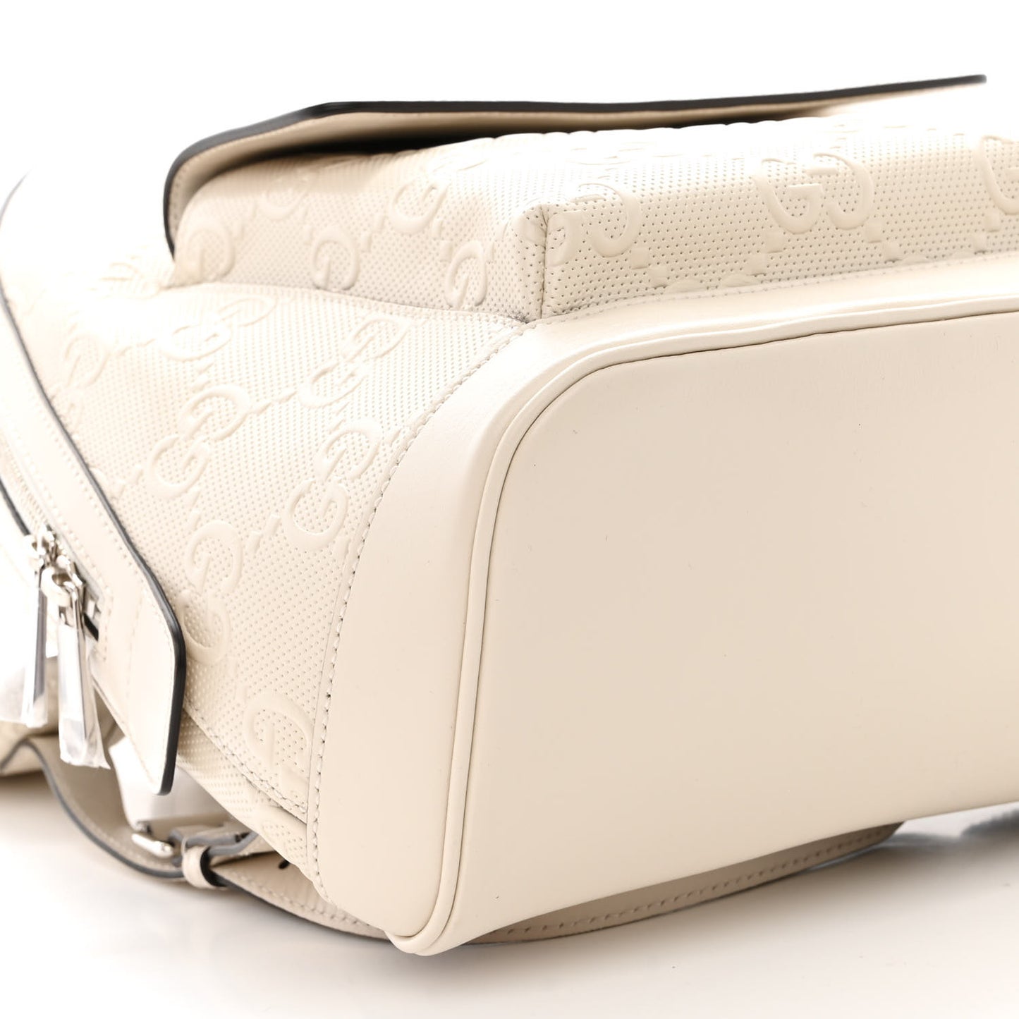 Calfskin GG Tennis Embossed Backpack Mystic White Black