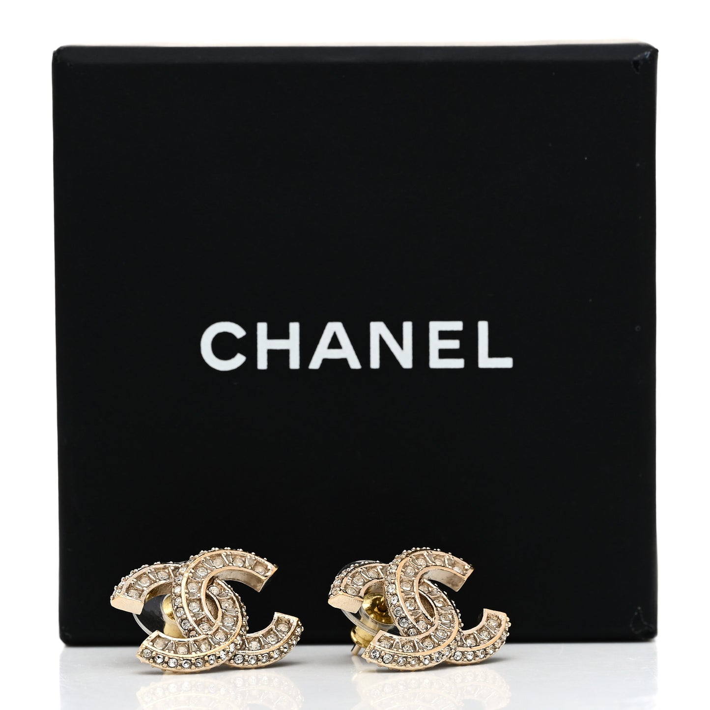 Crystal Timeless CC Earrings Light Gold
