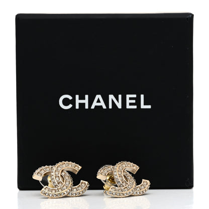 Chanel Crystal Timeless CC Earrings Light Gold 5 of 5