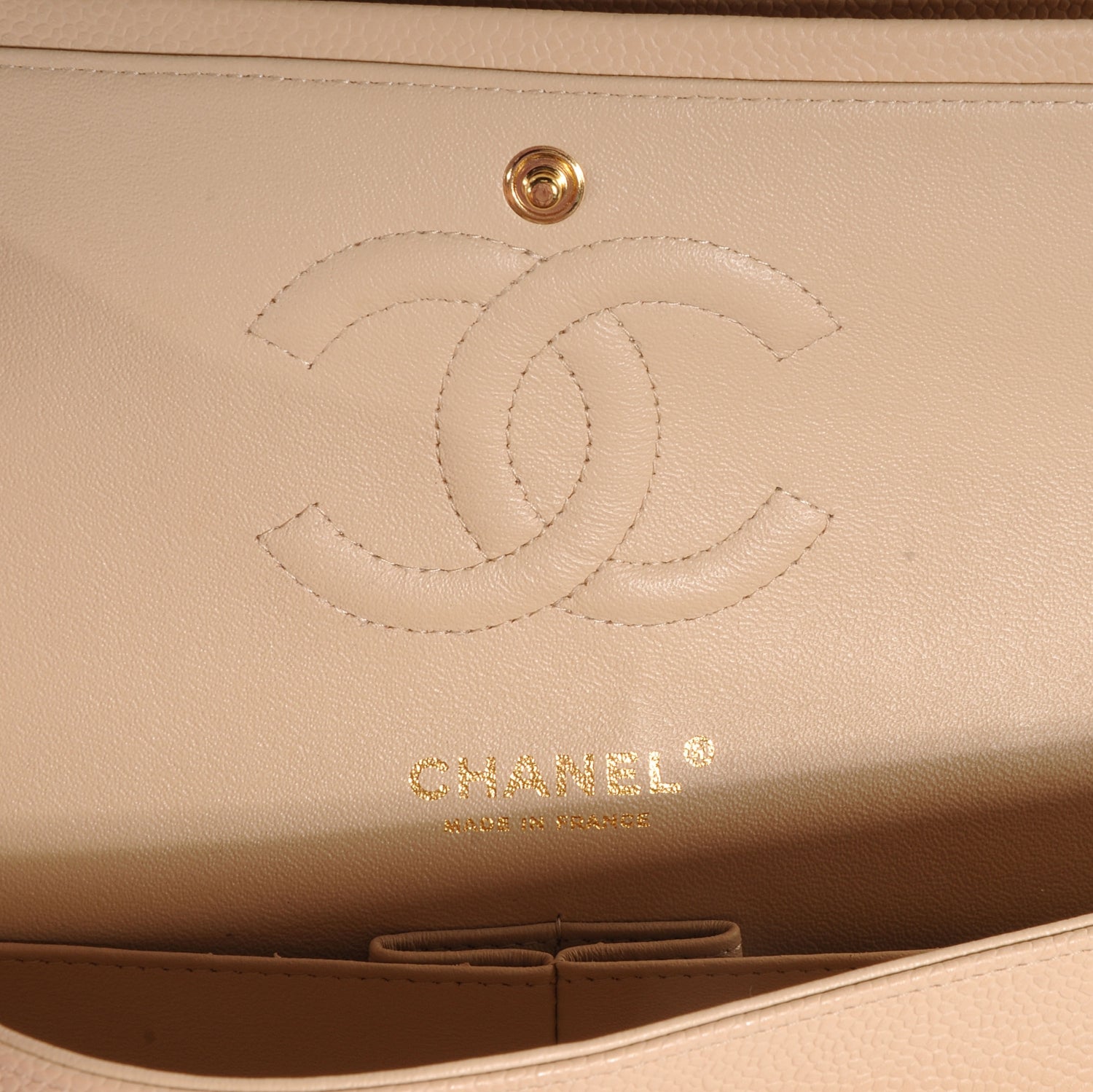 Chanel Caviar Quilted Medium Double Flap Beige 6 of 9