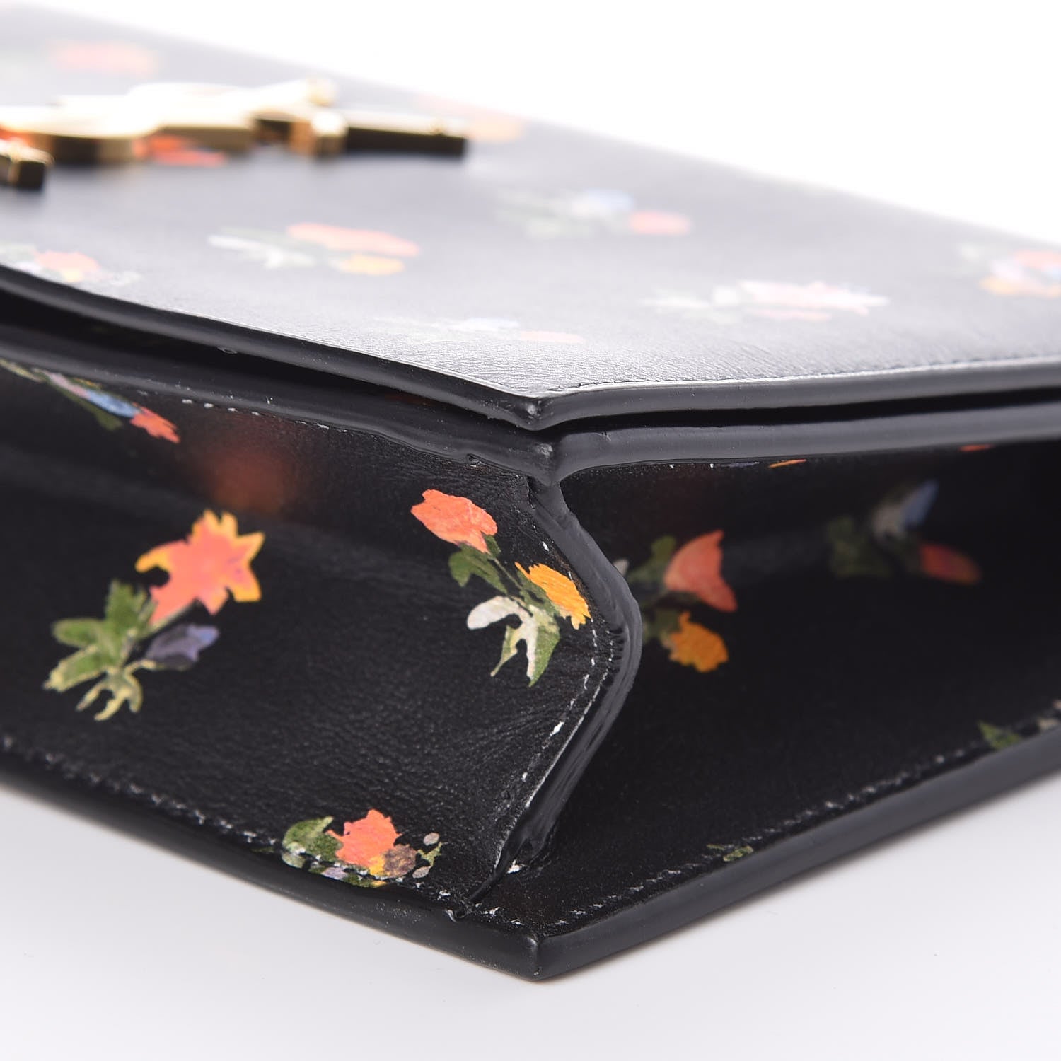 Saint Laurent Calfskin Prairie Flower Printed Small Monogram Clutch Black Multicolor 8 of 8