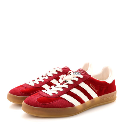Gucci X ADIDAS Softy Velvet Suede Madeira Demetra Mens Gazelle Sneakers 8 Vulcanic Red Off White Hibiscus Red 4 of 10