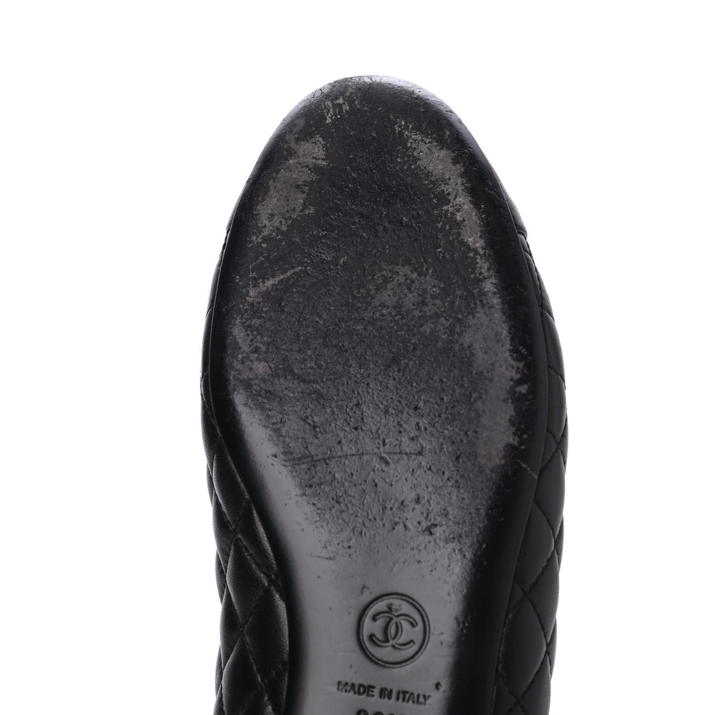 Lambskin Quilted CC Cap Toe Ballerina Flats 36.5 Black