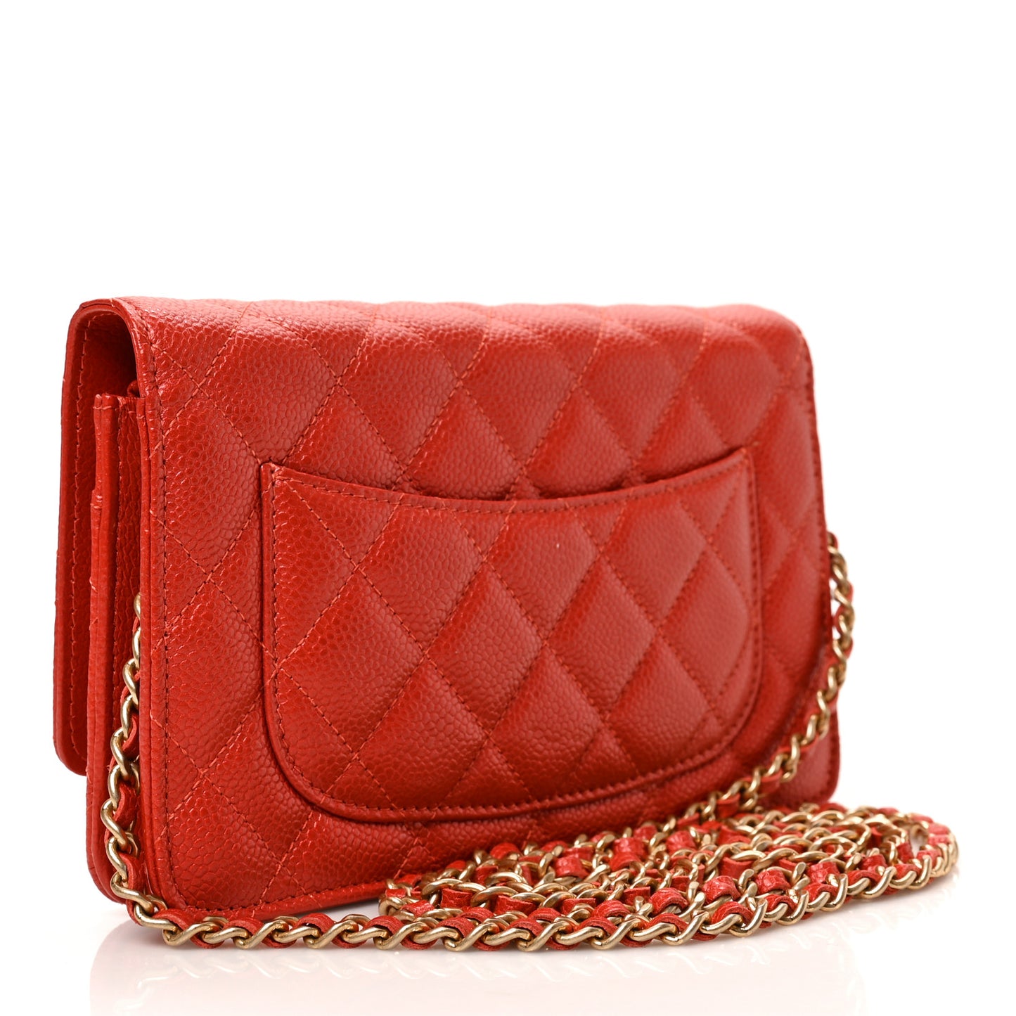 Caviar Quilted Wallet on Chain WOC Red