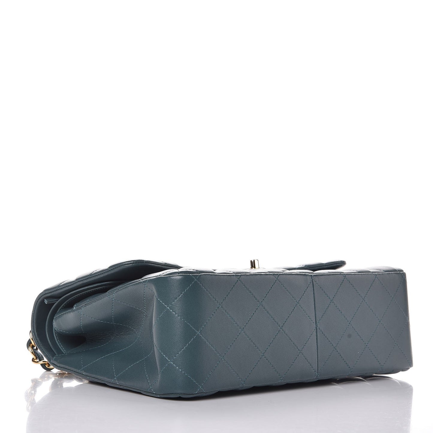 Lambskin Quilted Jumbo Double Flap Green