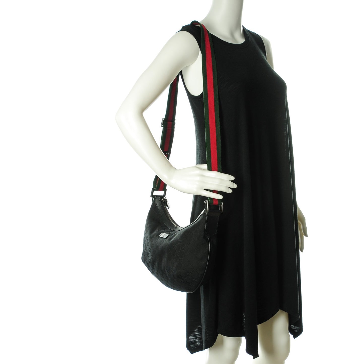 Monogram Web Medium Half Moon Hobo Black