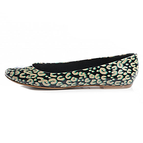 Patent Leopard Ballet Flats 38.5 Blue Infini