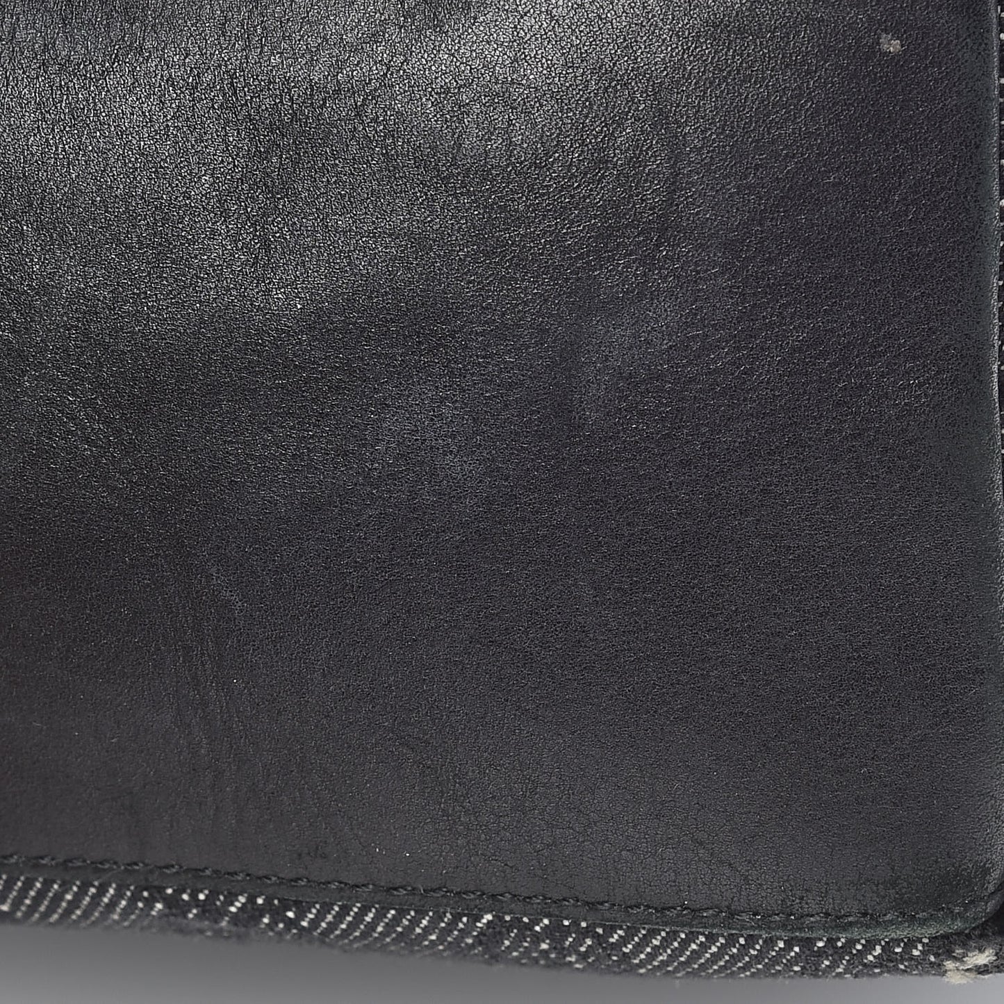 Denim Monogram Bamboo Top Handle Tote Black