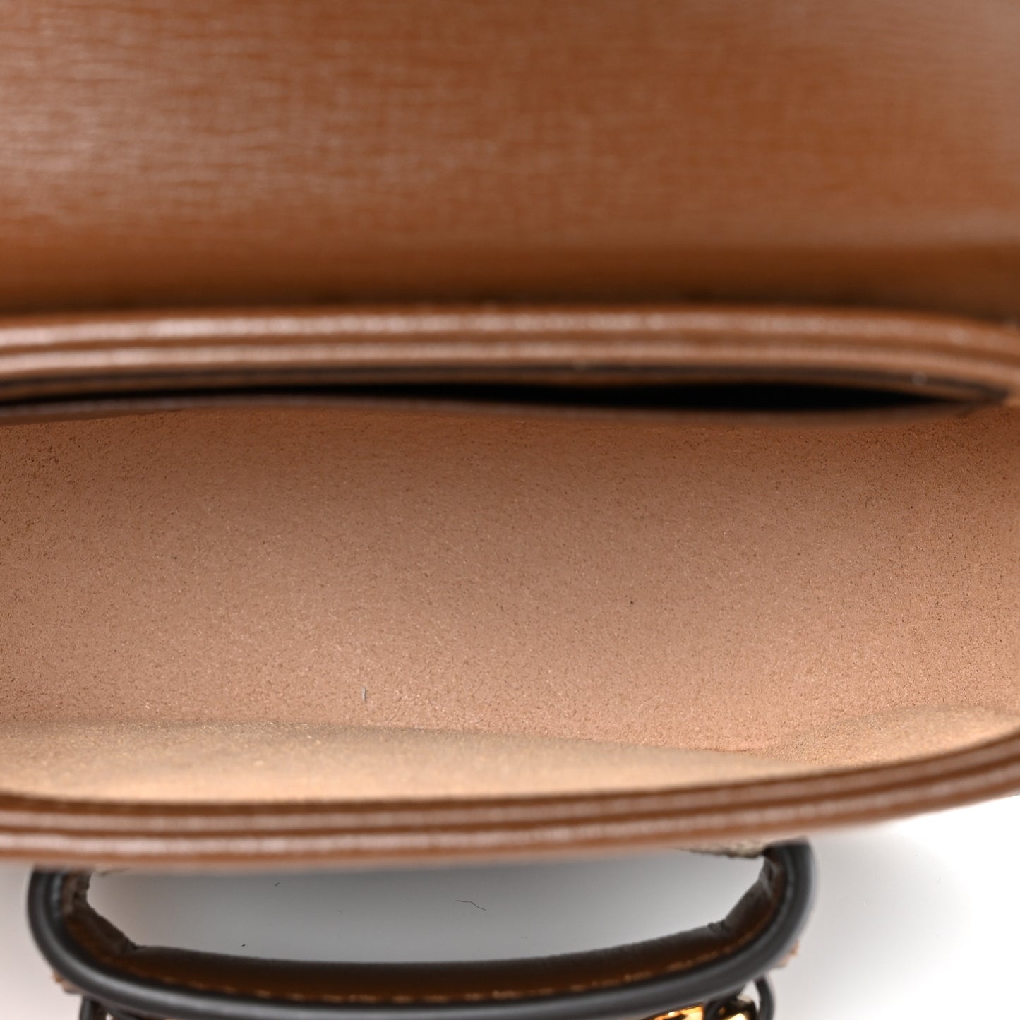 GG Supreme Monogram Azalea Calfskin Web Horsebit 1955 Wallet On Strap Beige Ebony Brown Sugar