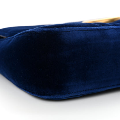 Gucci Velvet Matelasse Medium GG Marmont Shoulder Bag Cobalt Blue 9 of 10