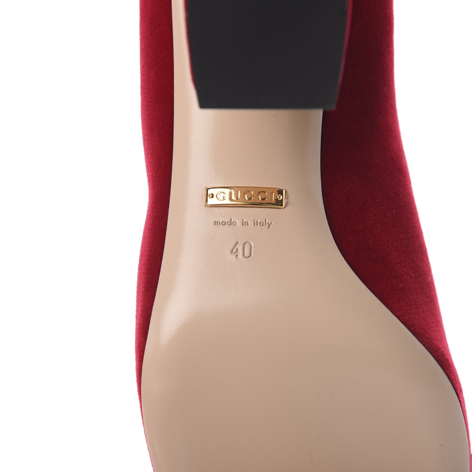 Gucci Velvet Etoile Pearl Embellished Pumps 40 Hibiscus Red 8 of 10