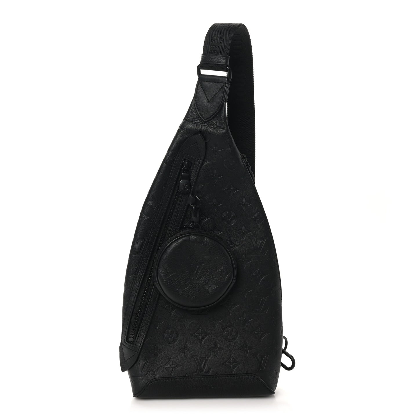 Calfskin Shadow Monogram Duo Slingbag Black