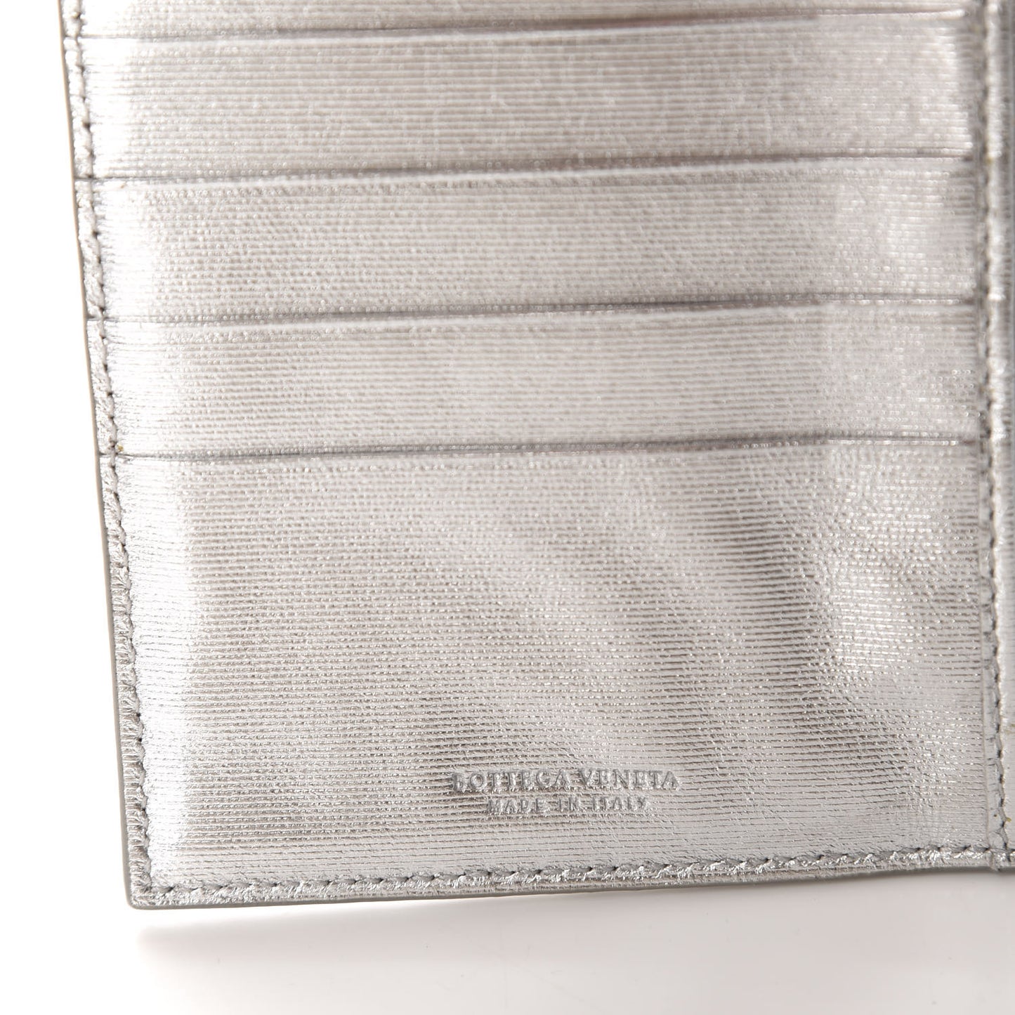 Metallic Grosgrain Intrecciato Continental Wallet Silver