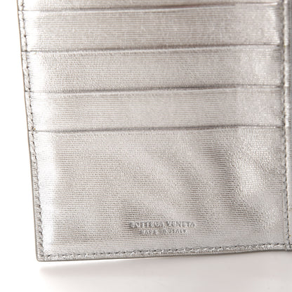 Bottega Veneta Metallic Grosgrain Intrecciato Continental Wallet Silver 7 of 8