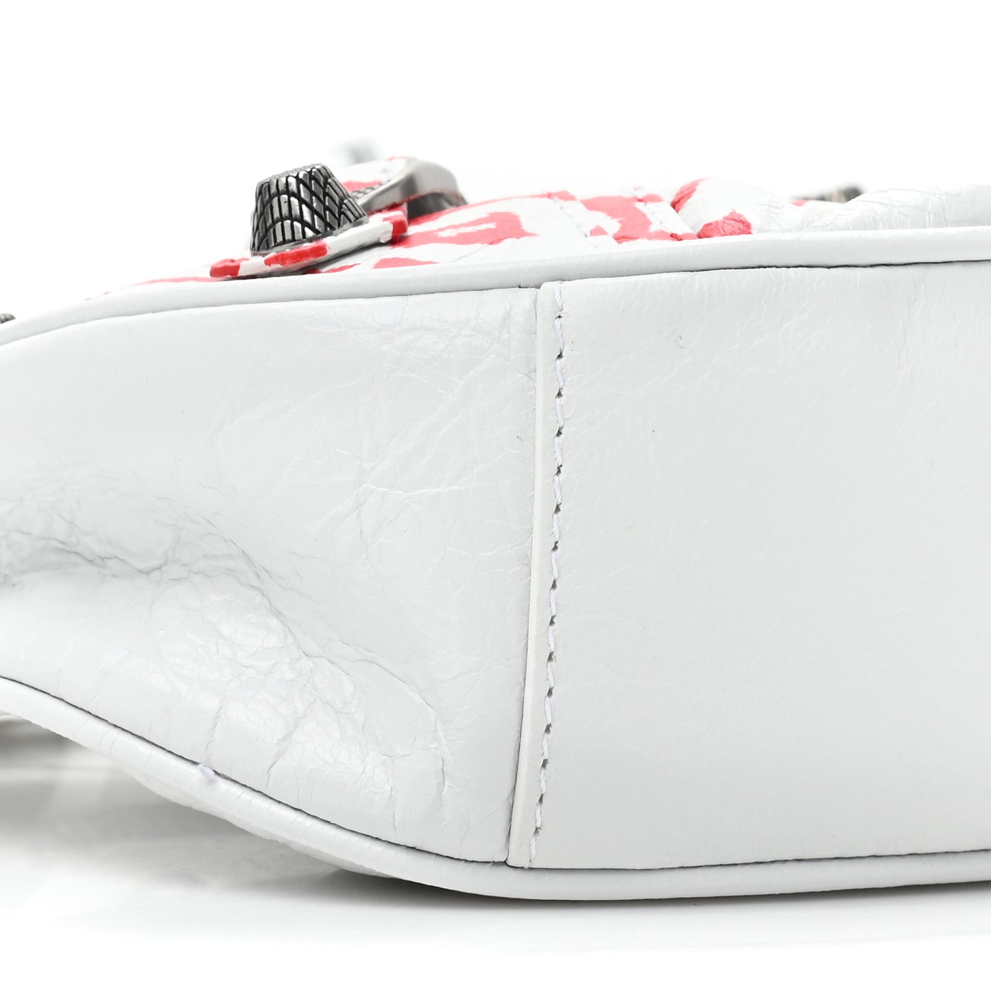 Agneau Arena Lunar New Year Graffiti Logo Le Cagole Shoulder Bag XS Optic White